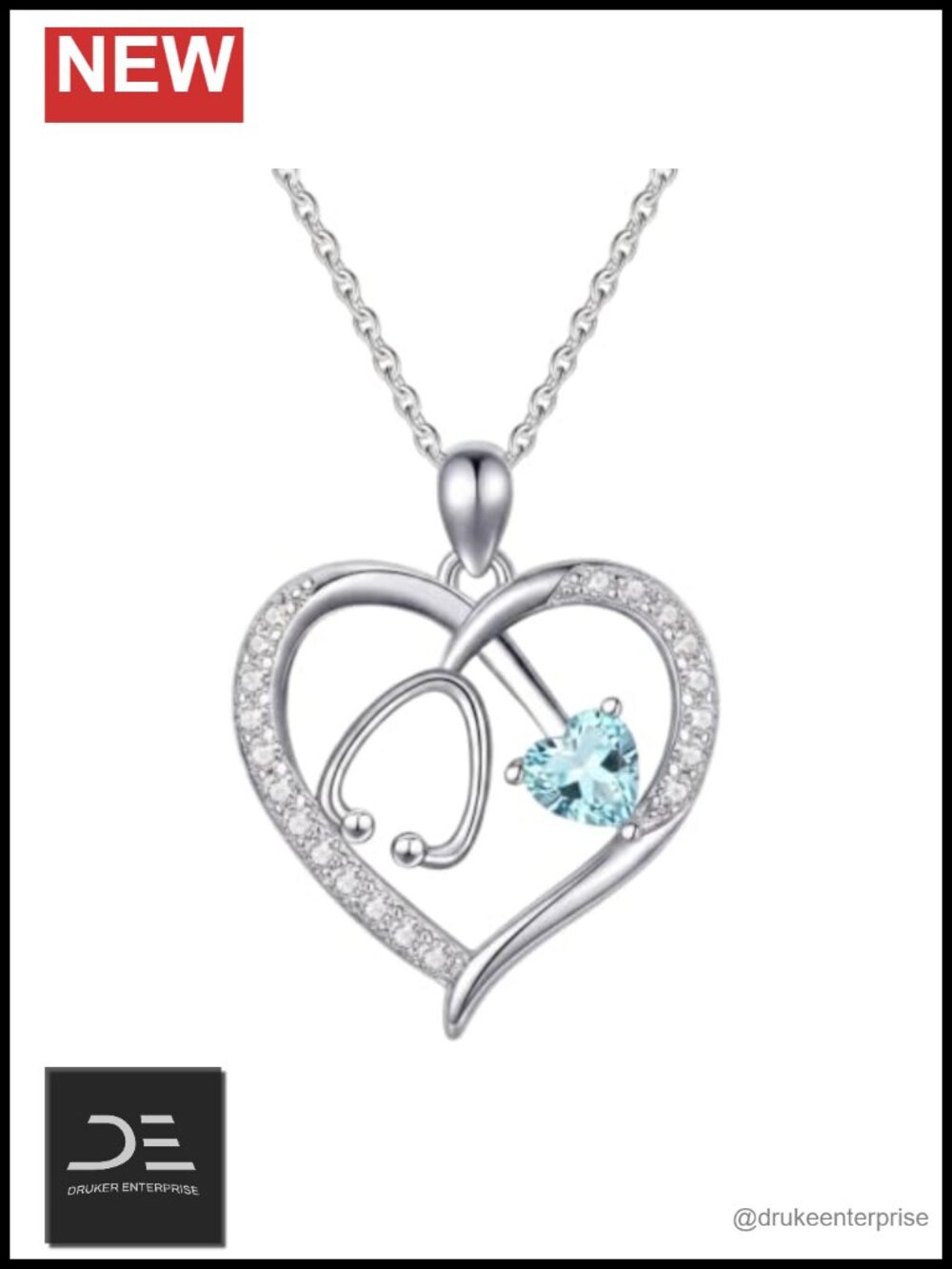 14K Gold Plated Stethoscope Heart Pendant Necklace Nurse Gift Medical Jewelry